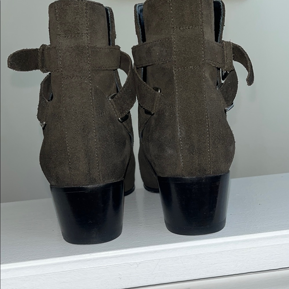 Saint Laurent Dark Brown Green Ankle Boots - Picture 4 of 10